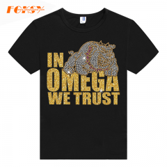 In Omega We Trust Dog Glitter Rhinestone Transfer for T-shirt