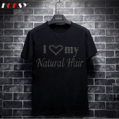 I Love My Natural Hair Hot Fix Rhinestone Transfer