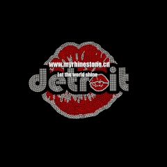 Detroit Iron On Rhinestone Transfer