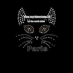 Paris Cats Iron On Rhinestone Transfer