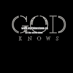 God Knows Iron On Rhinestone Design